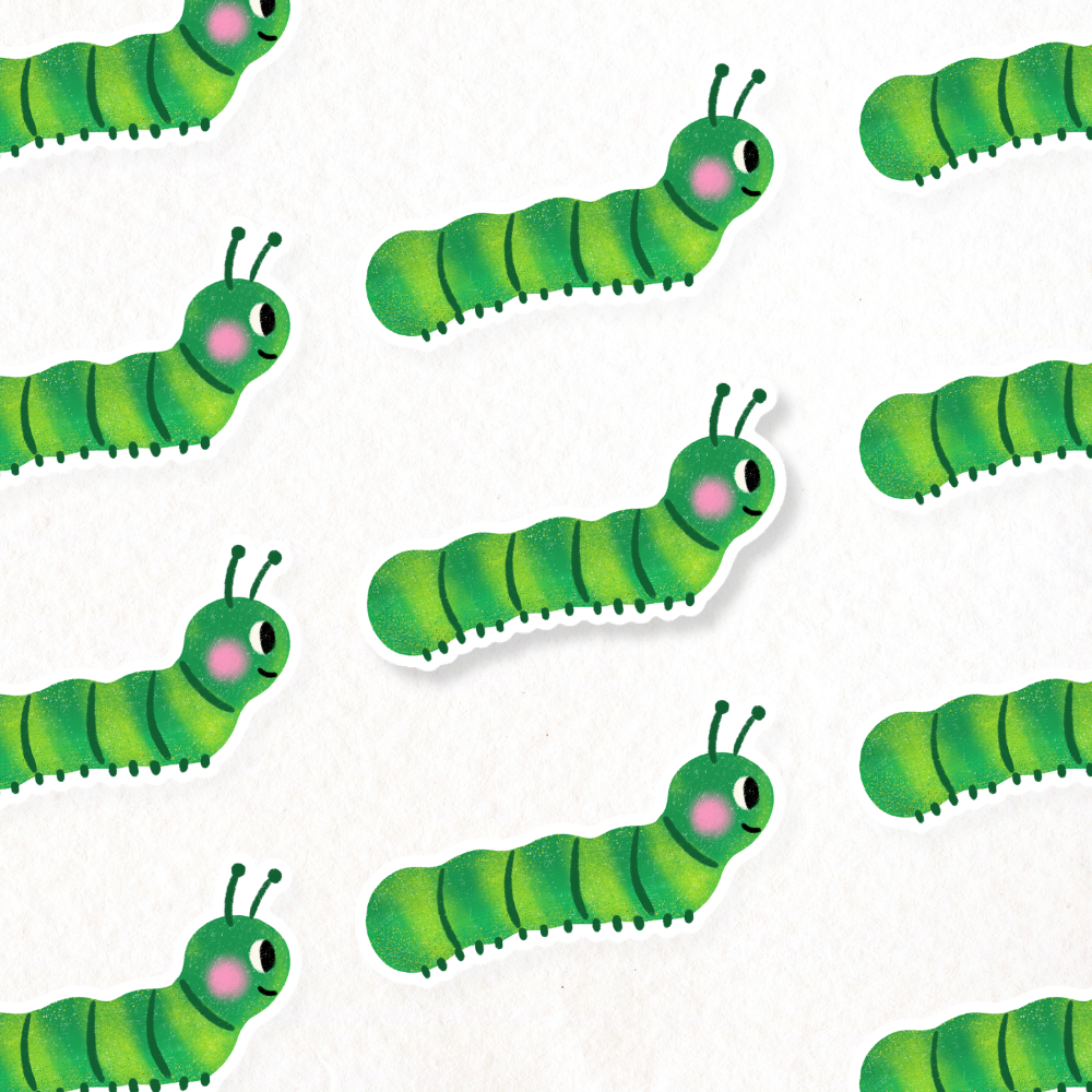 Happy Worm Vinyl Sticker