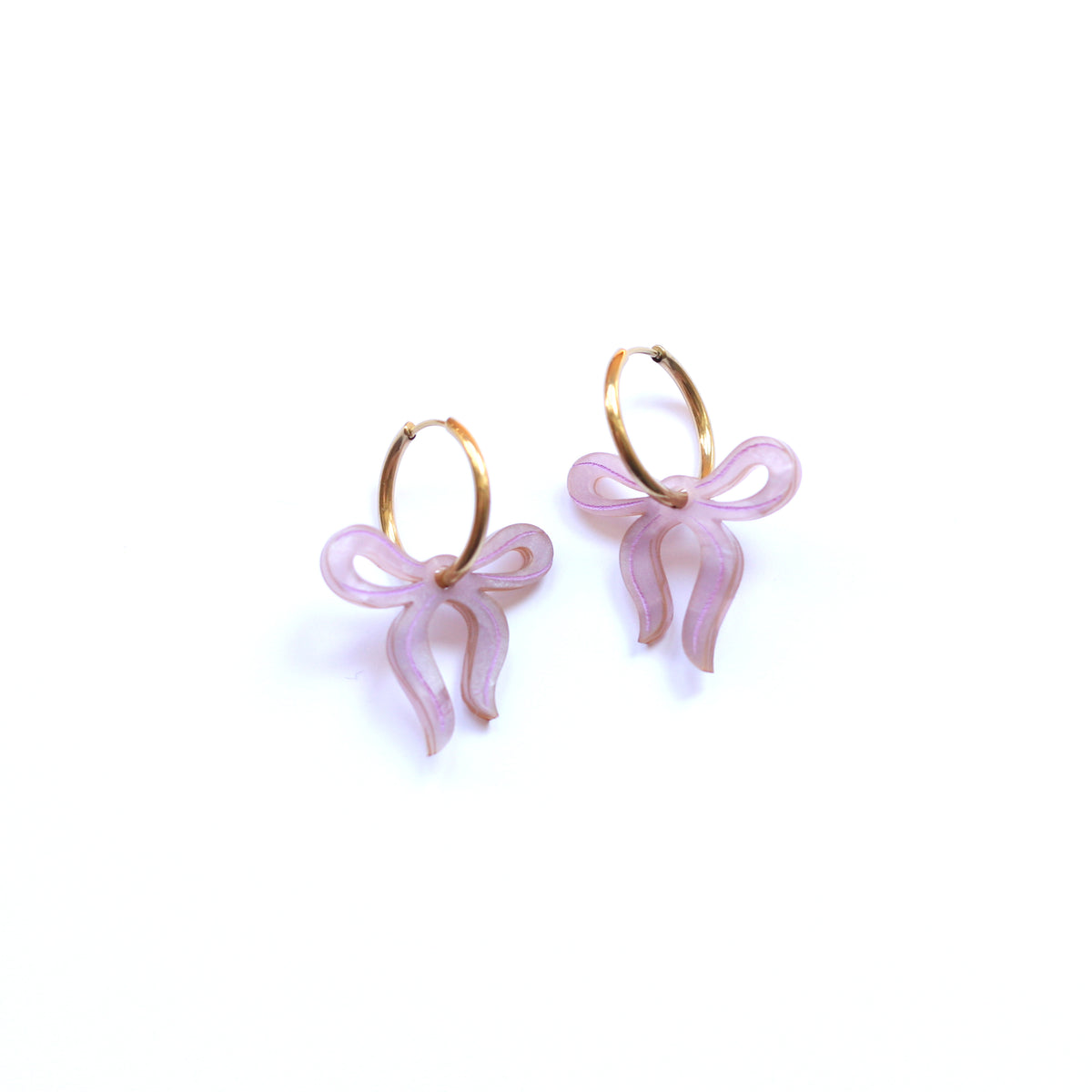 Bow Dangle Earrings Lilac