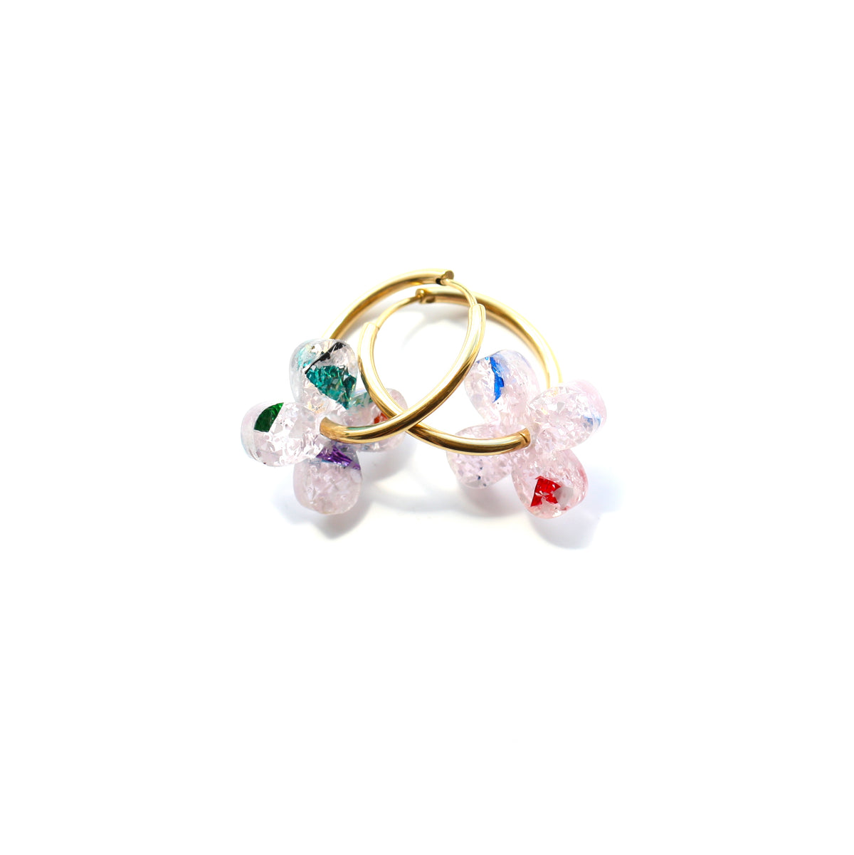 Four‑petal flower earrings