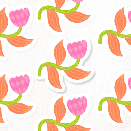 Pink Tulip Vinyl Sticker