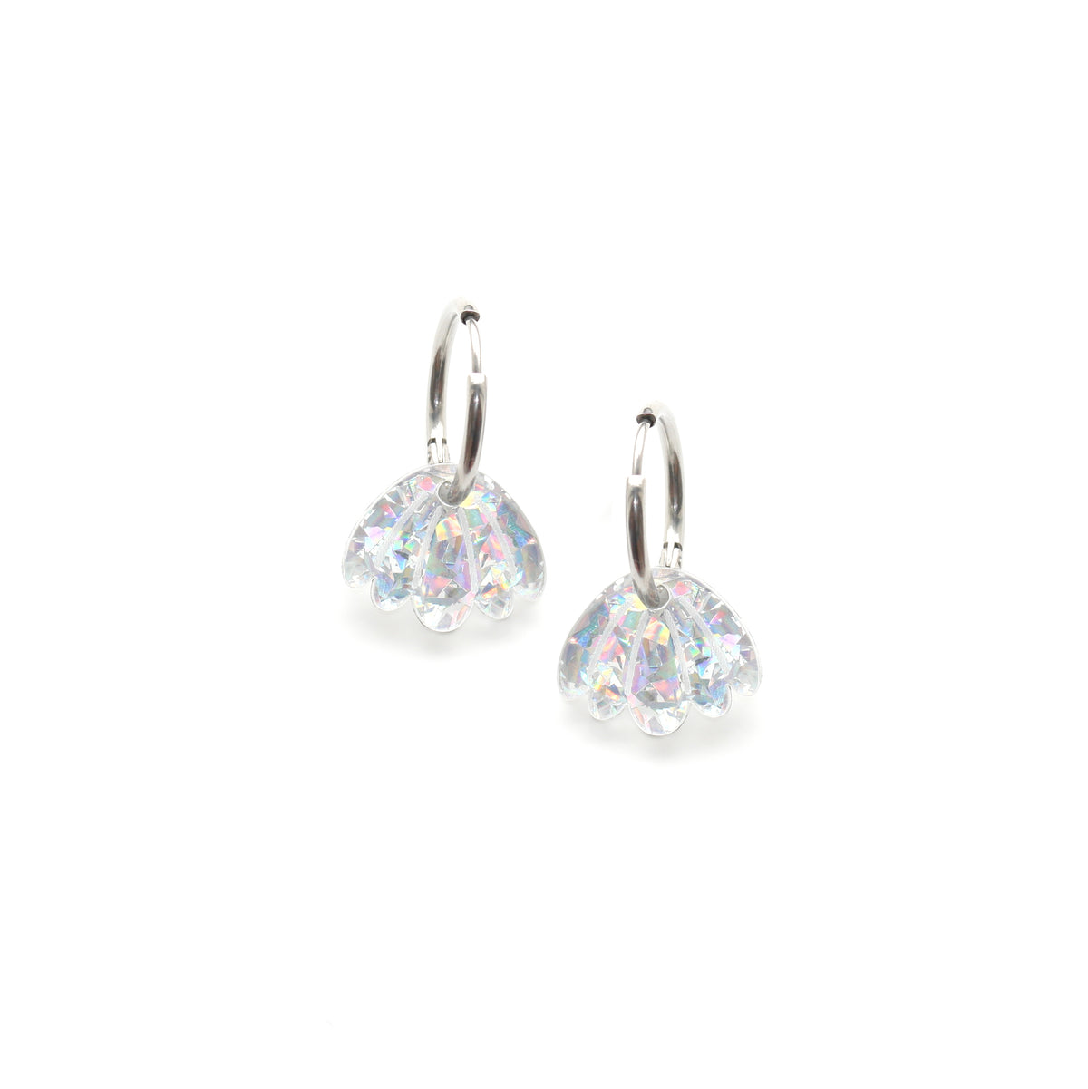Jelly Glitter Earrings - Silver Hoop