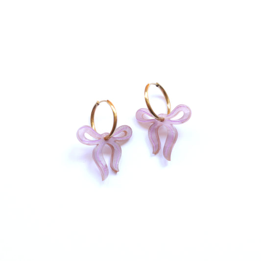 Bow Dangle Earrings Lilac