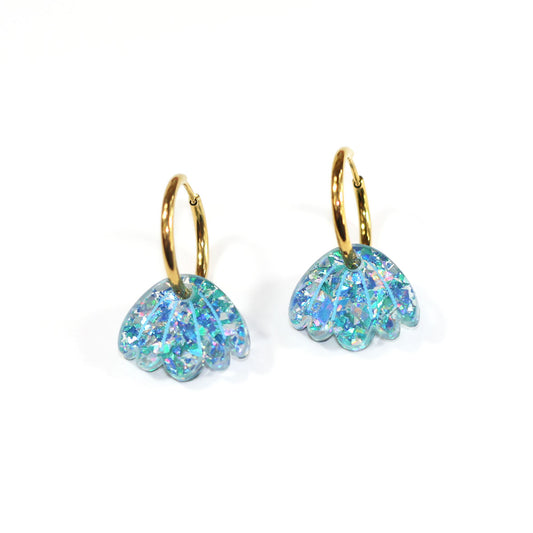 Jelly Glitter Earrings - Gold Hoop