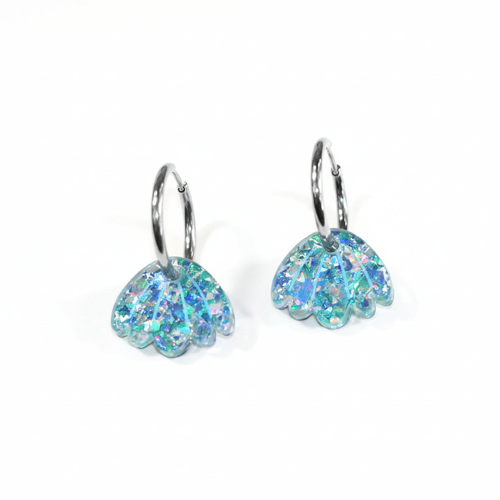 Jelly Glitter Earrings - Silver Hoop