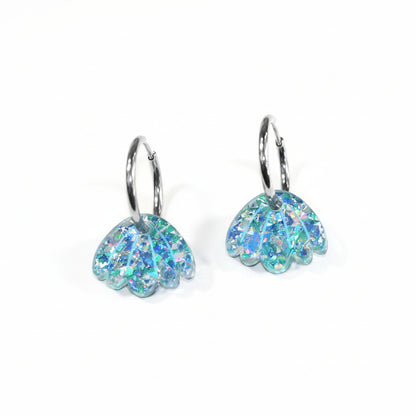 Jelly Glitter Earrings - Silver Hoop