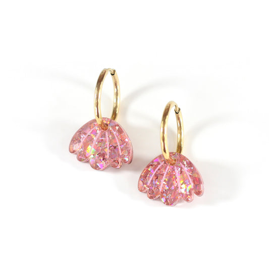 Jelly Glitter Earrings - Gold Hoop