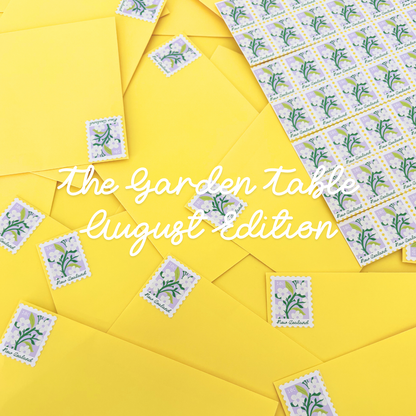 Preview of items included in The Stamped Letter monthly art subscription box